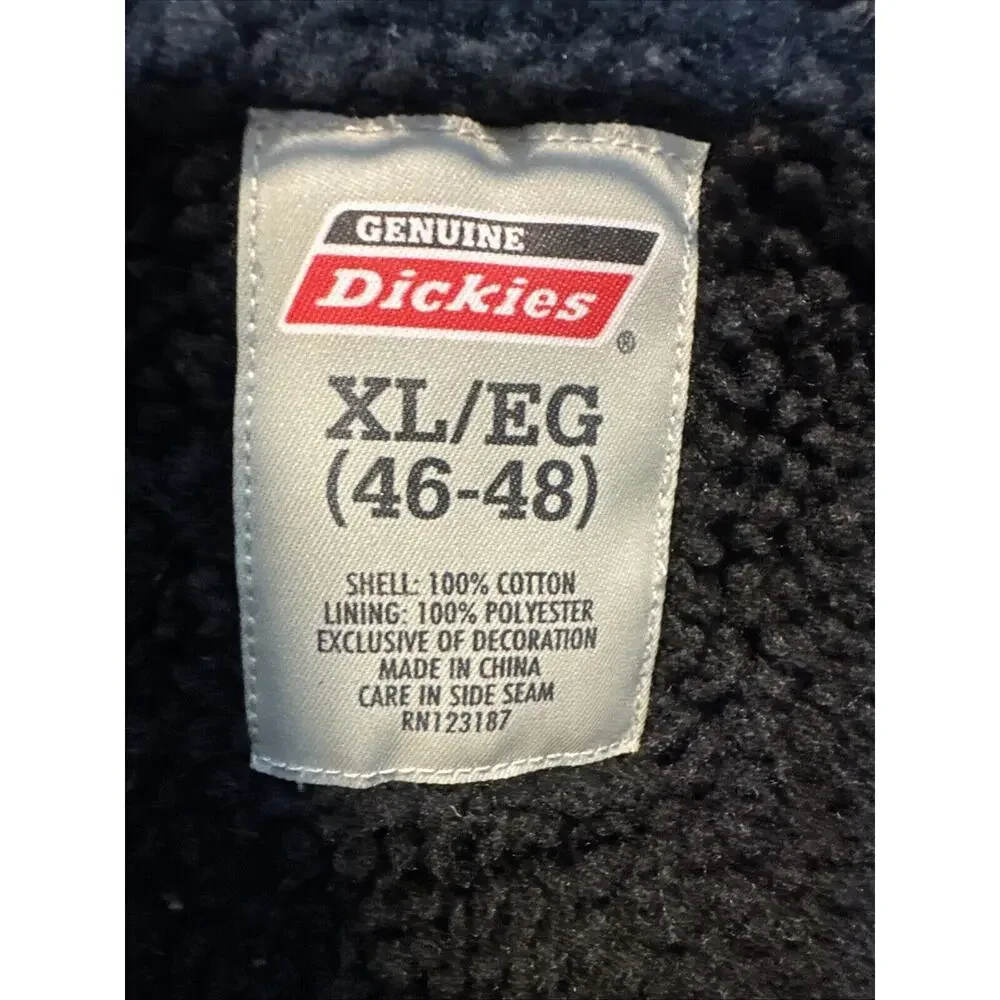 Genuine Dickies Mens Sherpa Vest Jacket Full Zip Up 100% Cotton Pockets Black XL